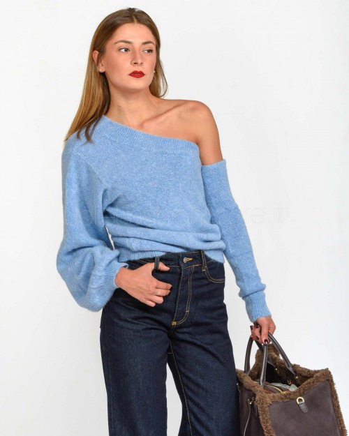 Swanne ONE SHOULDER SWEATER BLUE