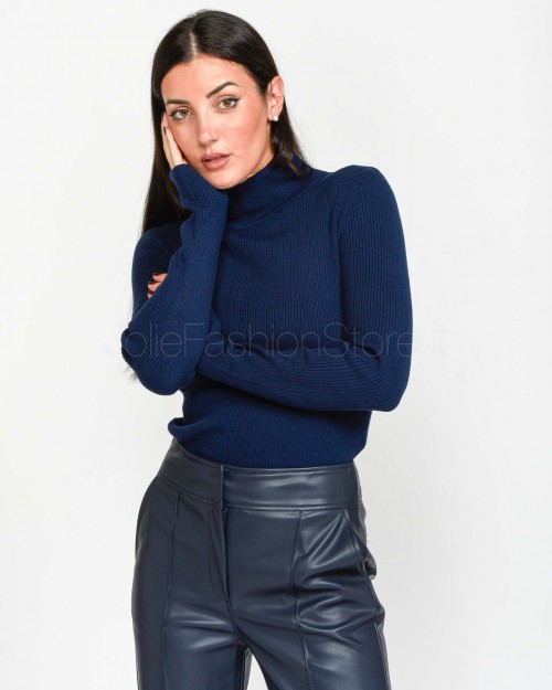 Not Shy Ribbed Turtleneck Blue  4503106 MARINE