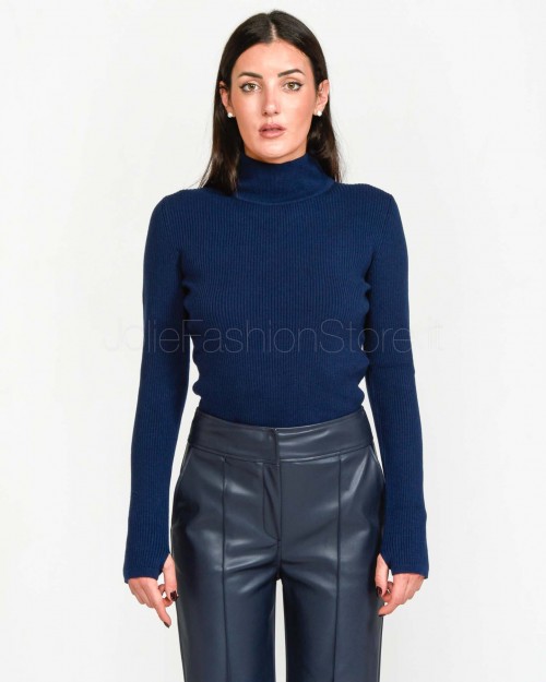 Not Shy Ribbed Turtleneck Blue  4503106 MARINE