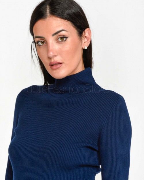 Not Shy Ribbed Turtleneck Blue  4503106 MARINE