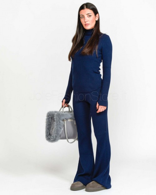 Not Shy Pantalone in Maglia a Costine Blu  4503105 MARINE