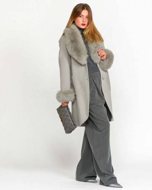 Regina Gold Cappotto Grigio Chiaro con Pelliccia  42020 ALLUMINIO LIGHT GREY