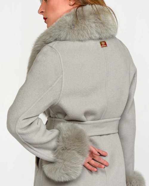 Regina Gold Cappotto Grigio Chiaro con Pelliccia  42020 ALLUMINIO LIGHT GREY