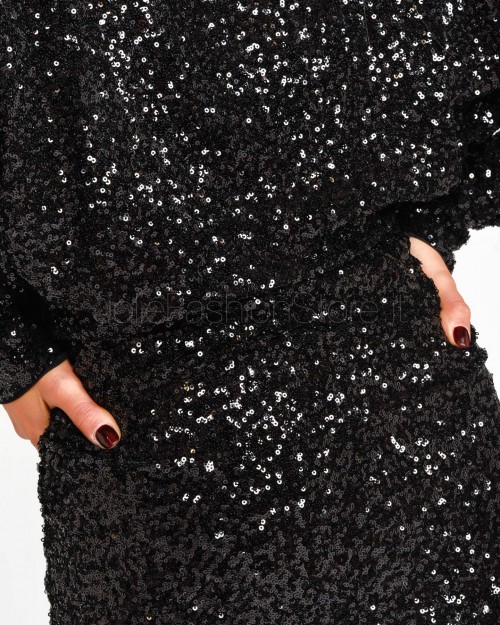 Pinko BENIERI FULL SEQUIN BLACK LIMOUSINE DRESS  104482 A29J Z99