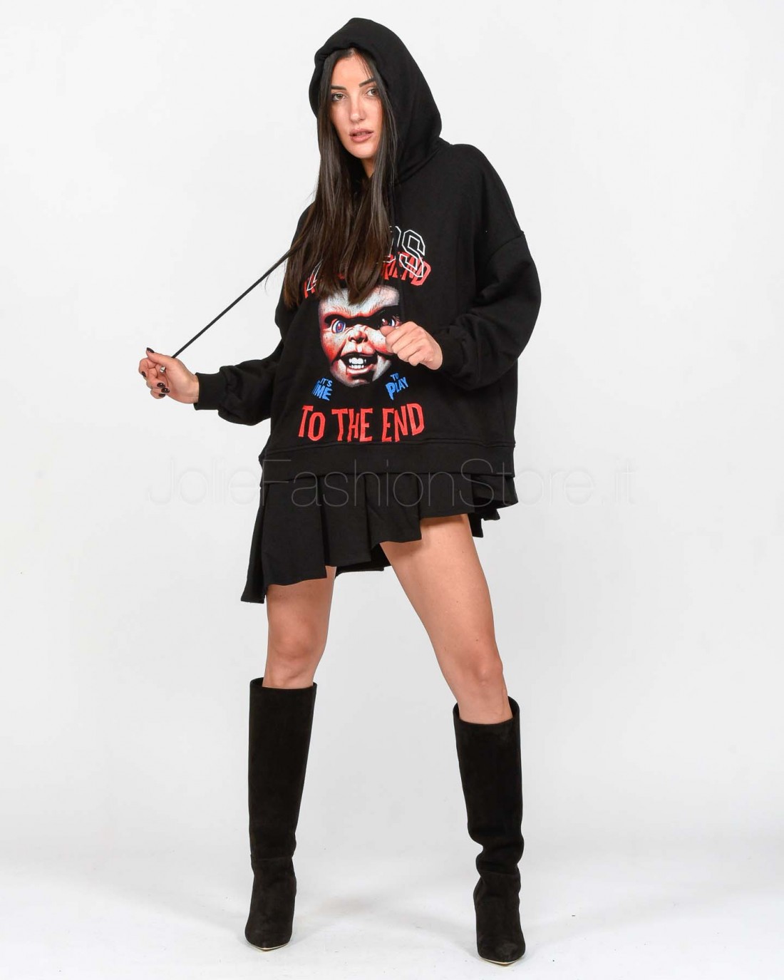 GCDS Black Chucky Sweatshirt Dress  A2CW10000CK3 99