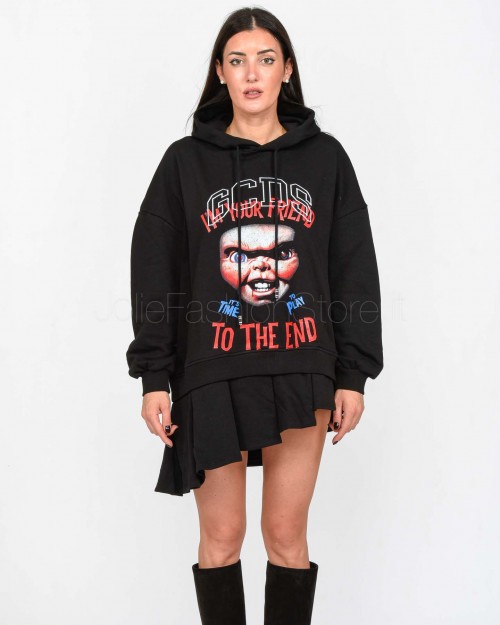 GCDS Black Chucky Sweatshirt Dress  A2CW10000CK3 99