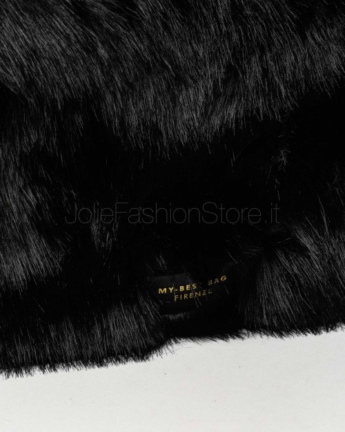 My Best Bag Atena Fur Reversible Handbag Black  MYB 8109 BLACK