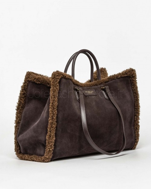 My Best Bag Shopper Large Atena Cortina in Eco Fur Reversibile Chocolate  MYB 8115 CHOCOLATE