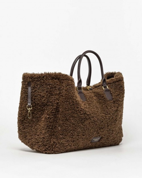 My Best Bag Shopper Large Atena Cortina in Eco Fur Reversibile Chocolate  MYB 8115 CHOCOLATE