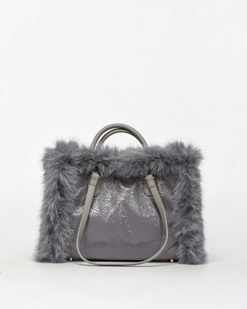 My Best Bag Borsa a Mano Midi Atena Fur Reversibile Stone  MYB 8110 STONE