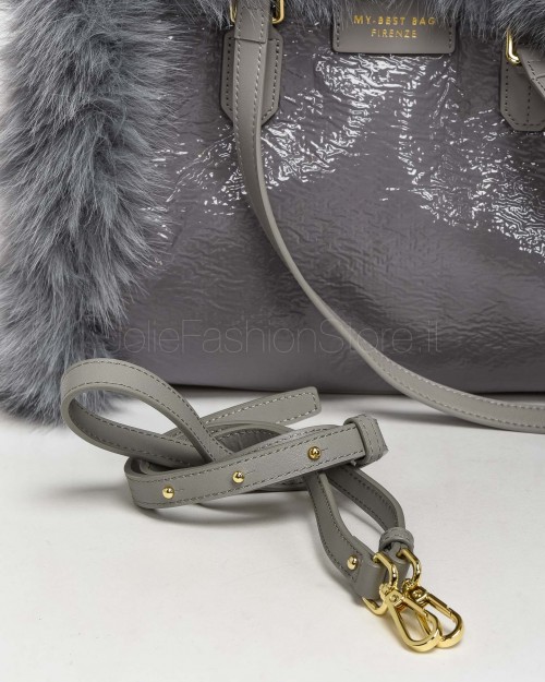 My Best Bag Borsa a Mano Midi Atena Fur Reversibile Stone  MYB 8110 STONE