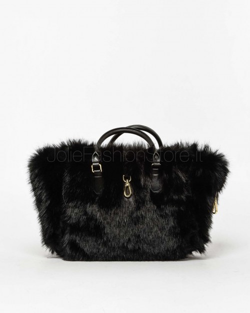 My Best Bag Borsa a Mano Midi Atena Fur Reversibile Nero  MYB 8110 BLACK