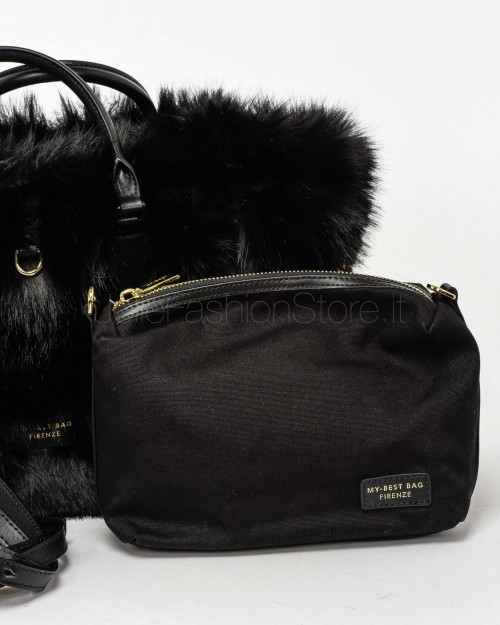 My Best Bag Borsa a Mano Midi Atena Fur Reversibile Nero  MYB 8110 BLACK