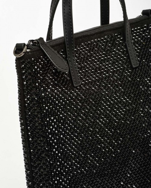 Pinko Mini Shopper Full Strass Nero Canna Fucile  102746 A218 Z99F