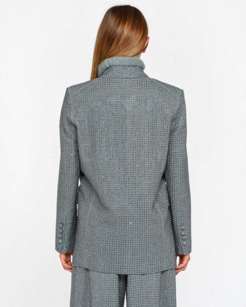 Pinko Blazer Oversize con Strass Grigio  104456 A287 I89