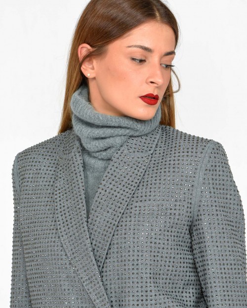 Pinko DELEDDA YARN-DYED JACKET FULL GRAY - EBONY  104456 A287 I89