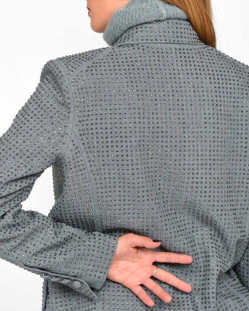 Pinko DELEDDA YARN-DYED JACKET FULL GRAY - EBONY  104456 A287 I89