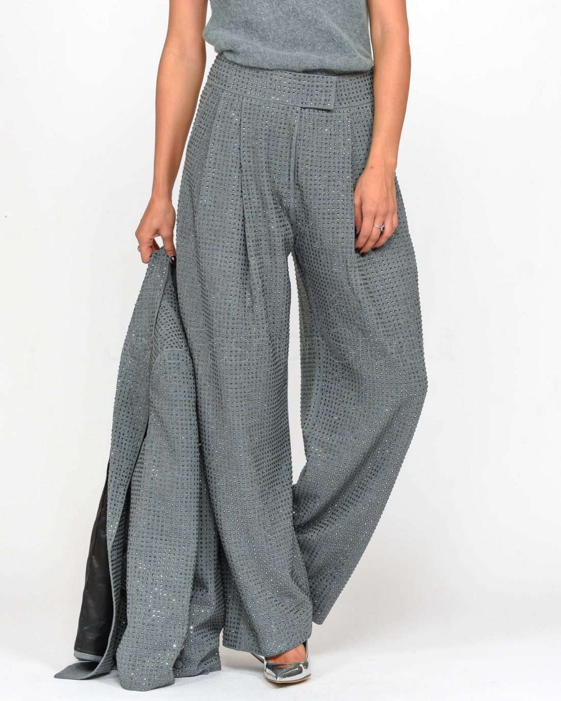 Pinko PATRE YARN-DYED PANTS FUL GRAY - EBONY  103549 A287 I89