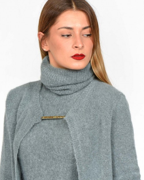 Swanne Cardigan Grigio con Placchetta Logo  CEV-M009 065