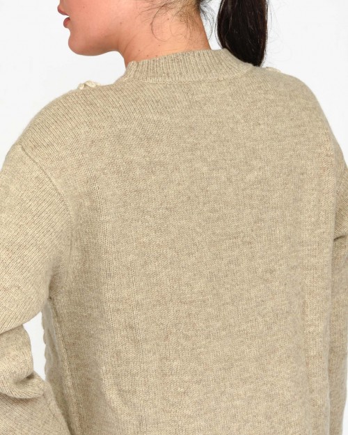 Not Shy Abito Mini in Maglia Terre Fumè con Impunture Beige  4509002 TERRE FUME