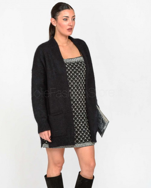 Pinko Cardigan in Mohair e Cachemire Nero  104474 A28L Z99