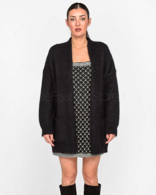 Pinko Cardigan in Mohair e Cachemire Nero  104474 A28L Z99