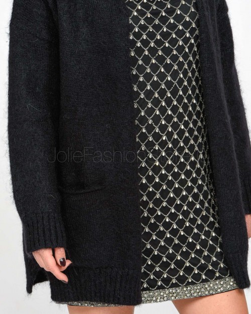 Pinko Cardigan in Mohair e Cachemire Nero  104474 A28L Z99