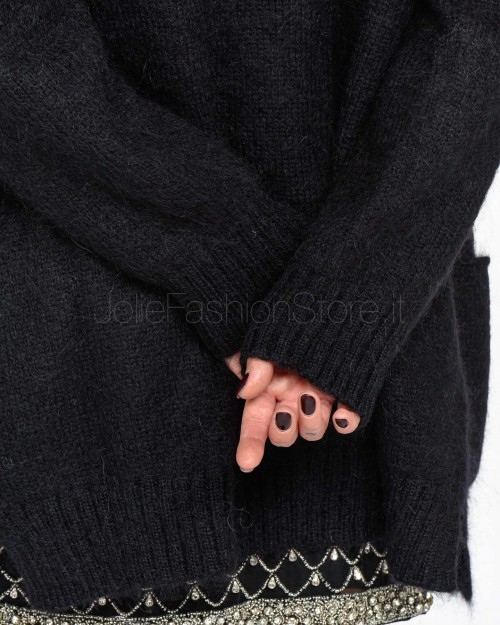 Pinko Cardigan in Mohair e Cachemire Nero  104474 A28L Z99