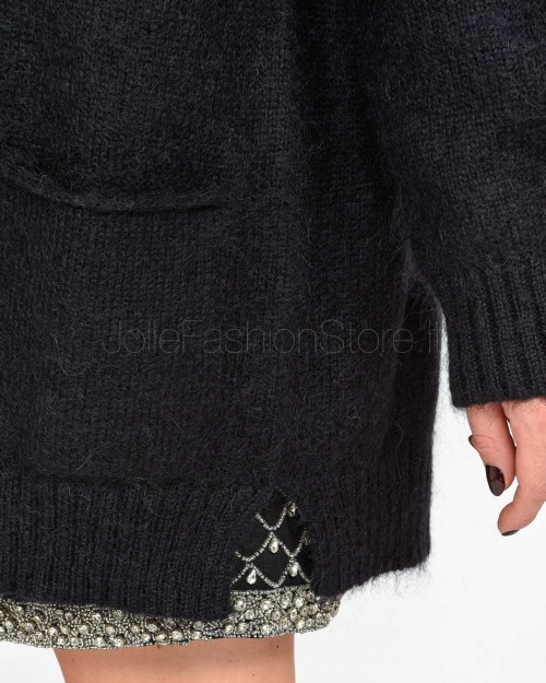 Pinko Cardigan in Mohair e Cachemire Nero  104474 A28L Z99