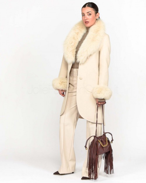 Regina Gold Cappotto Ecru' con Pelliccia  42020 BEIGE