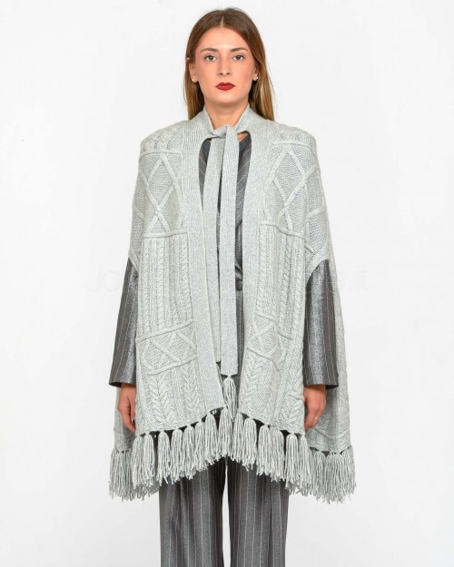 Not Shy Poncho con Frange Grigio  4502581C GRIS CHINE