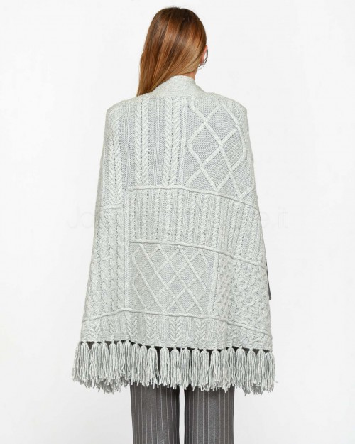 Not Shy Poncho con Frange Grigio  4502581C GRIS CHINE