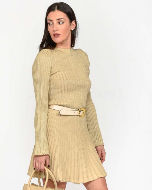 Akep Lurex Vinise' Sand Crewneck Sweater