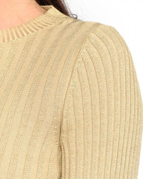 Akep Lurex Vinise' Sand Crewneck Sweater  MGKD07033 V2