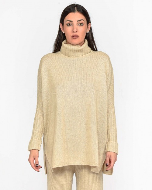 Not Shy Maglione Over Collo Alto Beige  4502501C BEIGE CHINE