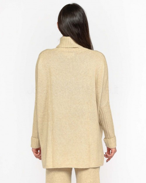 Not Shy Maglione Over Collo Alto Beige  4502501C BEIGE CHINE