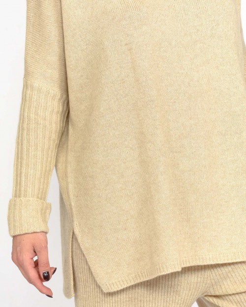 Not Shy Maglione Over Collo Alto Beige  4502501C BEIGE CHINE