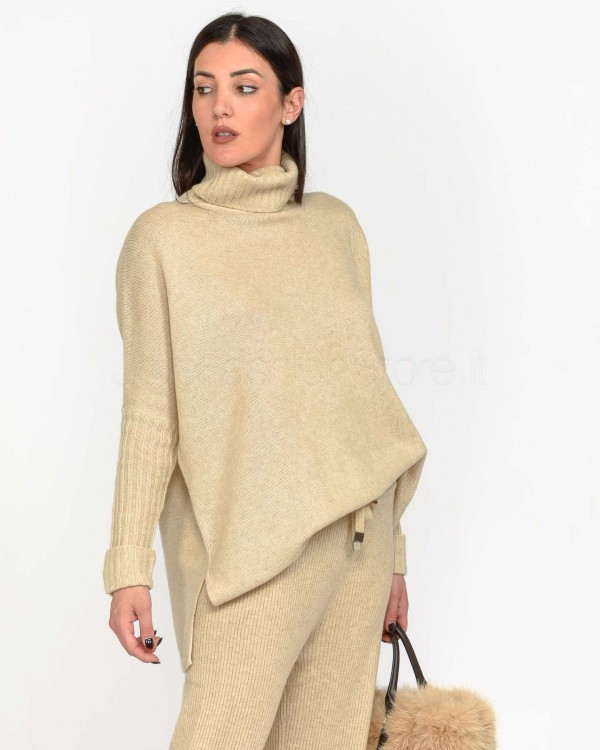 Not Shy Maglione Over Collo Alto Beige  4502501C BEIGE CHINE