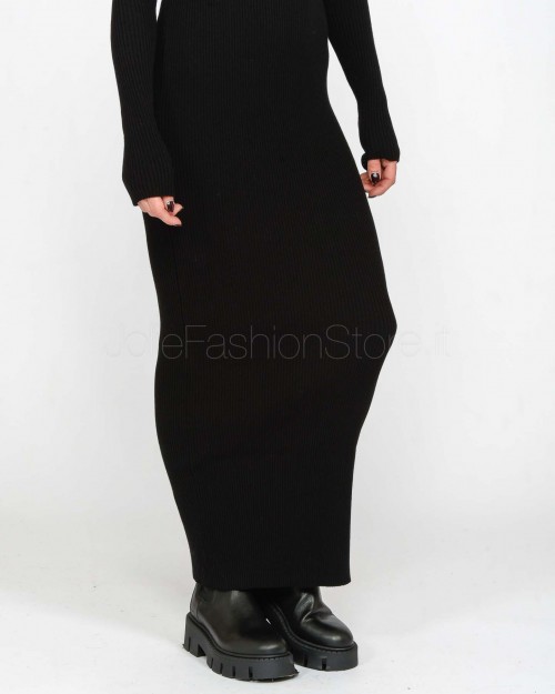 Swanne BLACK DOUBLE NECKLINE RIBBED DRESS  AEV-M015 001