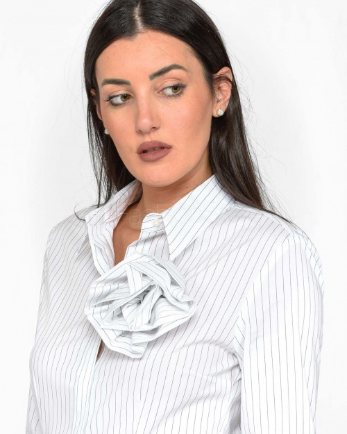 I’Min Luxury Camicia Gessata Bianco con Accessorio  RM26 A103/1