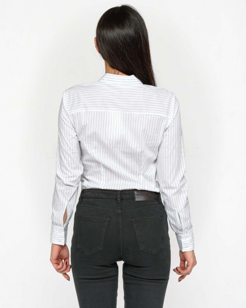 I’Min Luxury Camicia Gessata Bianco con Accessorio  RM26 A103/1