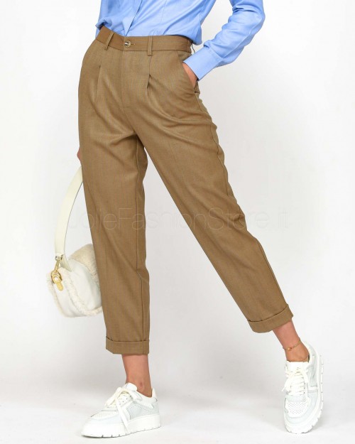 I'Min Luxury Pantalone a Sigaretta Gessatto Camel  RM20 90