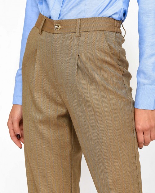 I'Min Luxury Pantalone a Sigaretta Gessatto Camel  RM20 90