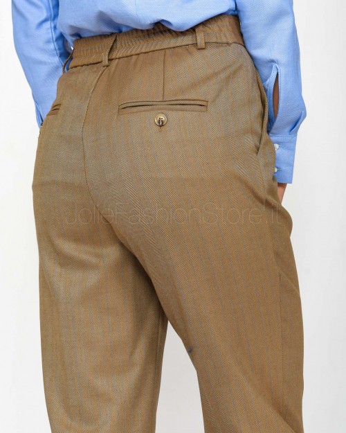 I'Min Luxury Pantalone a Sigaretta Gessatto Camel  RM20 90