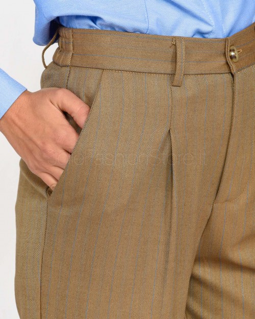 I'Min Luxury Pantalone a Sigaretta Gessatto Camel  RM20 90