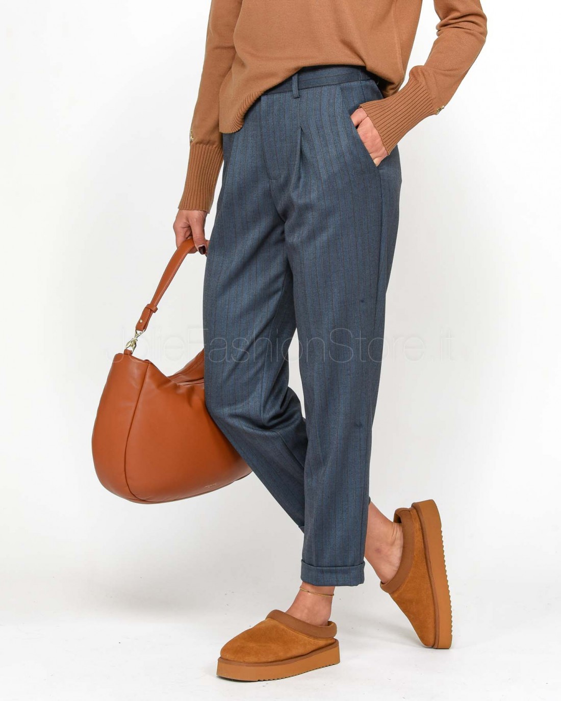 I'Min Luxury Pantalone a Sigaretta Gessatto Denim  RM20 36