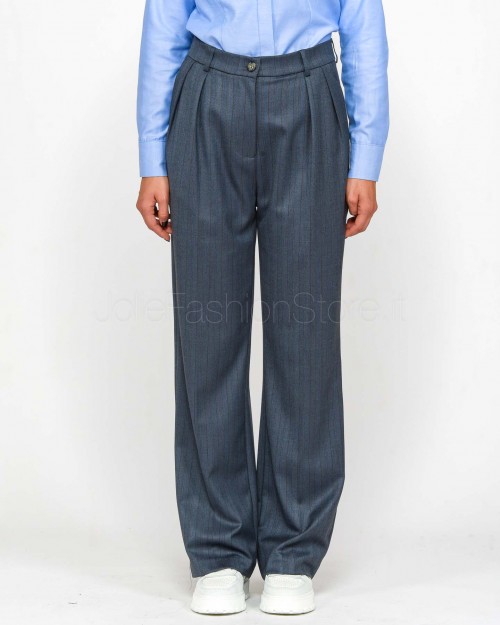 I'Min Luxury Pantalone Palazzo Gessato Denim  RM18 36