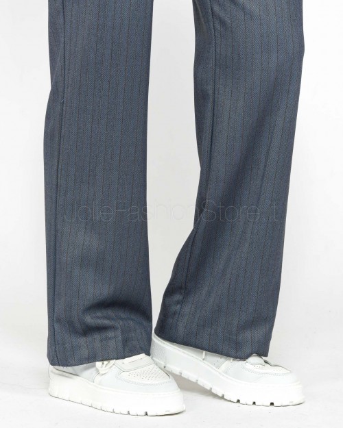 I'Min Luxury Pantalone Palazzo Gessato Denim  RM18 36