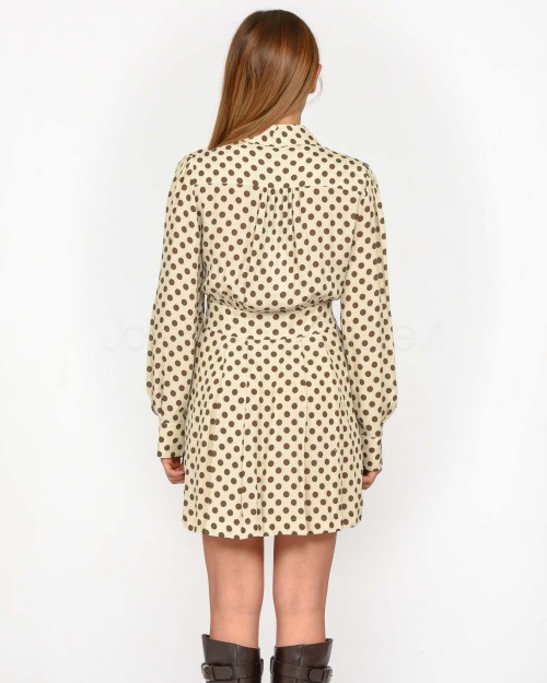 Pinko DIDEROT CREPE ST.POLKA DRESS BEIGE/BROWN  104318 A275 CL1