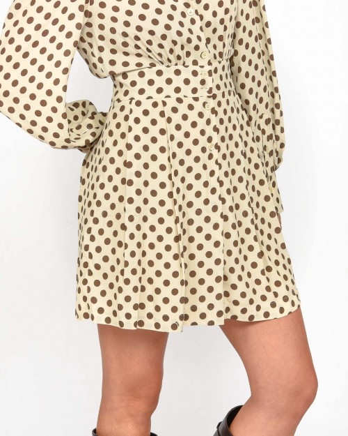 Pinko DIDEROT CREPE ST.POLKA DRESS BEIGE/BROWN  104318 A275 CL1